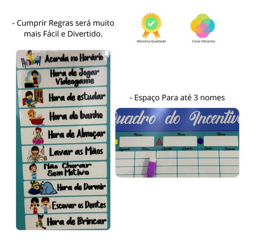 Painel Magnética Incentivo - Regras Educativas + Caneta Imã 1