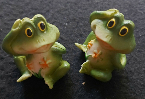 Adorno De Resina Para Acuarios/ Terrarios/deco/ Rana X 2 Uni 1