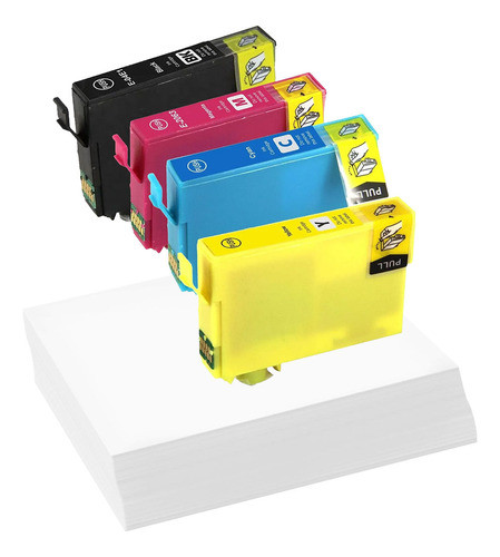 Kit X4 Cartuchos + Resma A4 Compatibles Para Epson Xp-2101 0