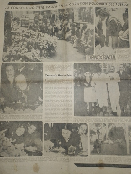 Diario Democracia  - Muere Eva Duarte De Peron - Año 1952 1