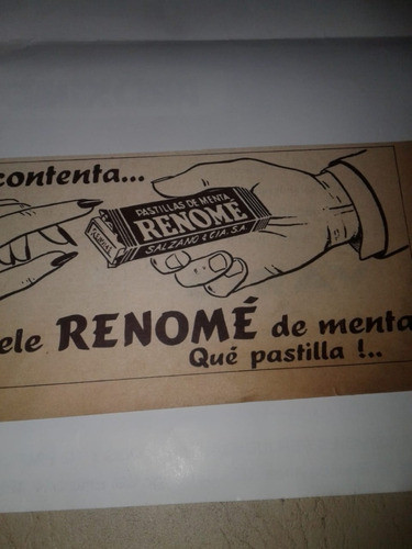 Publicidad 1960 Pastillas Menta Renome Salzano Y Cia 0