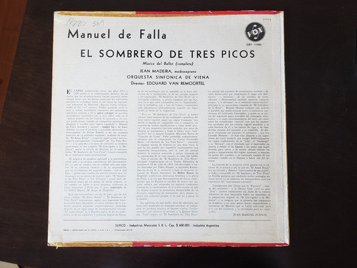 Manuel De Falla. El Sombrero De Tres Picos - Vinilo 1