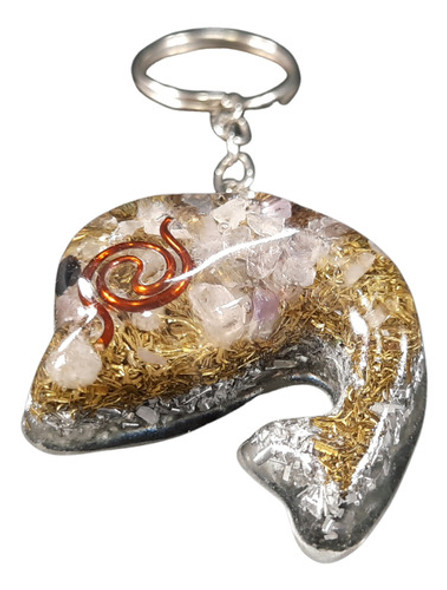 Orgonita Llavero Delfin Cuarzo Rosa Y Amatista 0