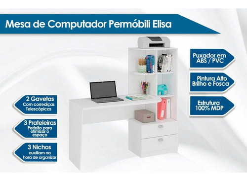 Mesa De Computador Elisa 2gavs Preto-permóbili 1