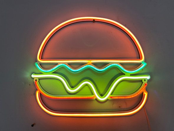 Silueta Neon Led Hamburguesa - 45cm Con Fuente 1