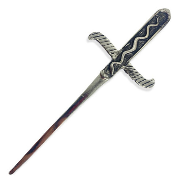 Athame Em Metal Prata Envelhecido 19 Cm Pedras Verm Preta 1