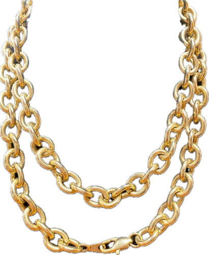 Luli Collar Cadena Larga Metal Dorado Oro Eslabo Cuba Unisex 0