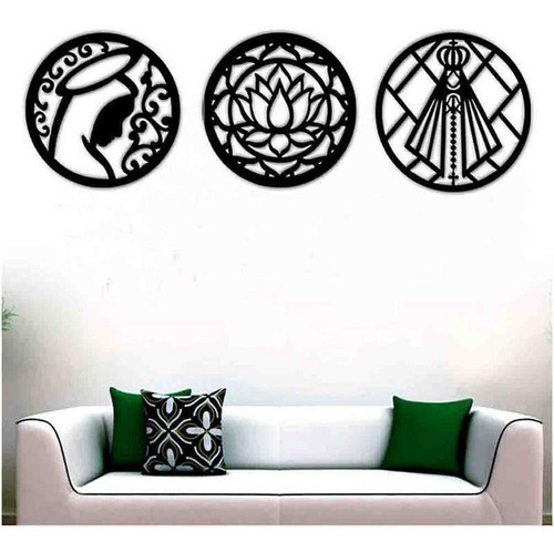 Kit 3 Mandalas Decorativas 30x30cm Vazado - Mdf 1