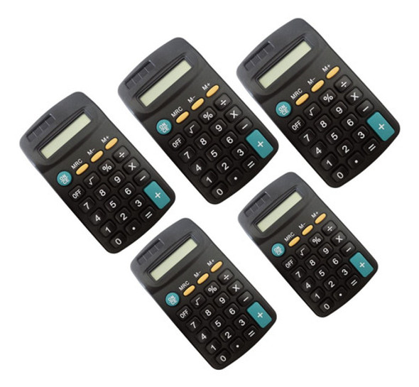 Kit C/5 Calculadoras De Bolso 8 Dígitos Pequena De Bolso 0