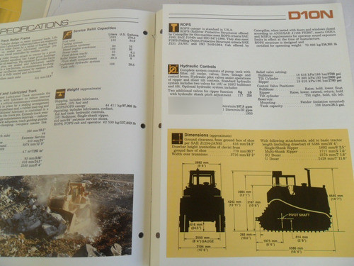 Folleto Tractor Caterpillar No Manual Bulldozer D10n Antiguo 1