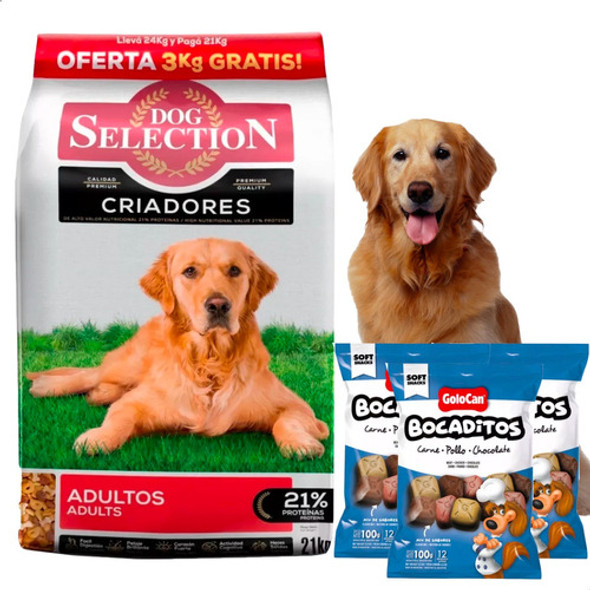 Alimento Dog Selection Perro Adulto 24kg + Bocaditos Golocan 0