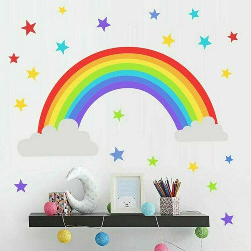 Arcoiris Estrellas Decoración Cuarto Infantil Pegotines Niño 1