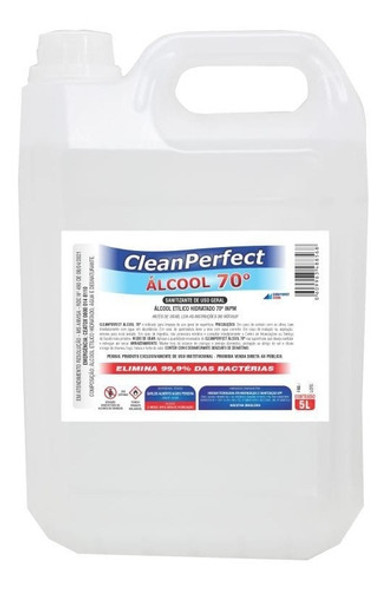 Álcool Líquido 70% Proteção,limpeza 1 Galões 5 Litros 0
