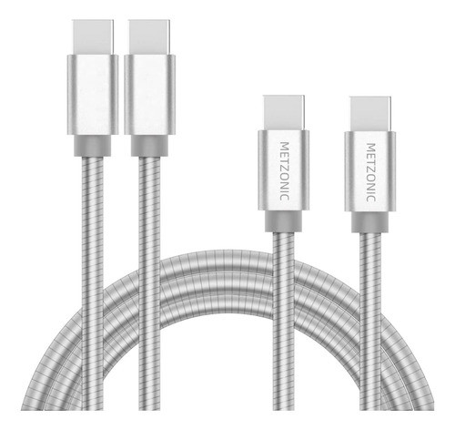 Metzonic Cable Usb C, Paquete De 2, Cable Trenzado De Metal 0