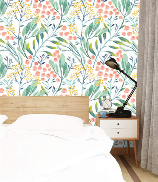 Haokhome 93029 - Papel Tapiz Floral De Acuarela Para Despega 1