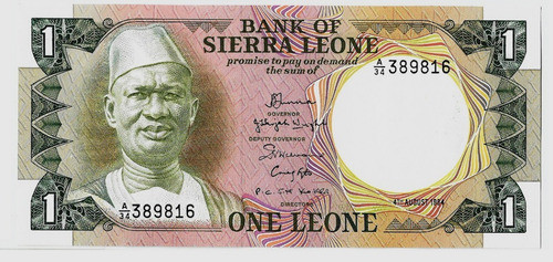 Fk Billete Sierra Leona 1 Leone 1984 P-5e Sin Circular. 0
