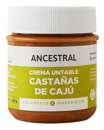 Crema Castañas De Caju Ancestral Vegano 200g Sin Tacc X 2 1