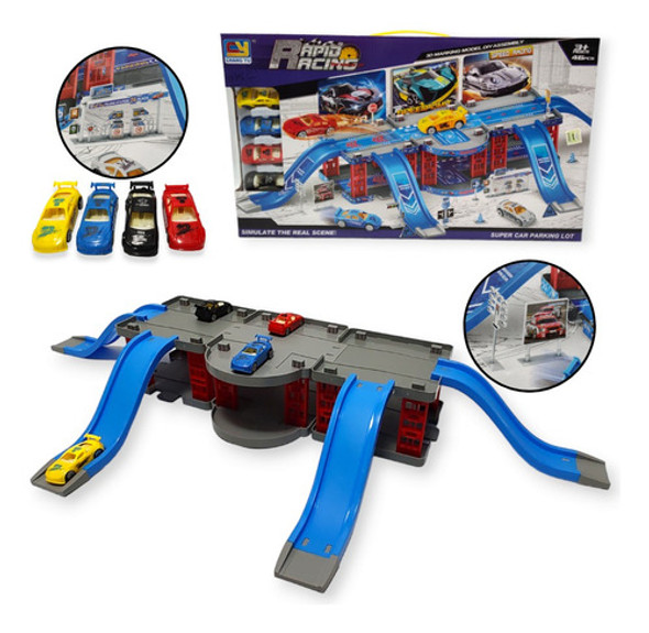 Estacionamiento Parking Garage 2 Niveles Auto Juego Juguetes 0