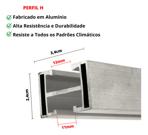 Perfil Barra Trilho Fixa Placa Painel Solar 2,20m Kit 02 Un 1