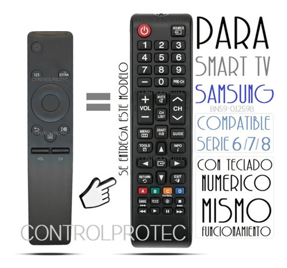 Control Remoto Smart Tv Para Samsung Curvo 4k Uhd Serie 6-7 1