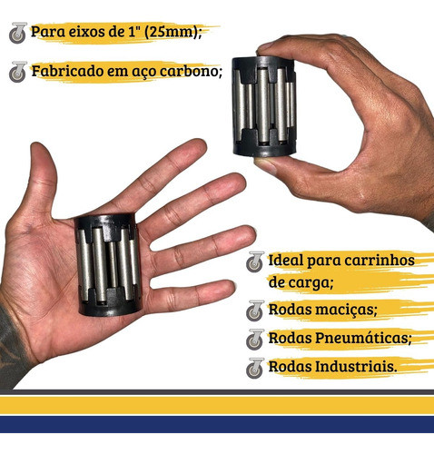 10 Rolamento Rolete 1  25mm Para Roda Carrinho De Mão Pneu 1