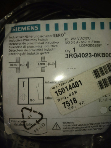 Sensor Siemens Inductivo Carga Directa 20/265 Volt Ac/dc, 0