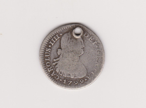 Moneda Peru 1 Real Año 1799 Ij Plata Buena Perforada 0