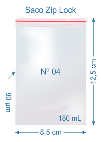 5.000 Sacos Plástico Zip Lock Nº4 8,5x12,5-80 1