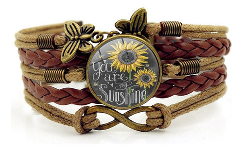 Pulseira De Couro De Girassol Multicamada Para Mulheres - Ma 0