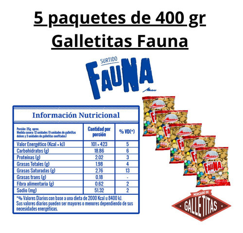 Pack X 5 Galletitas  Fauna De Mauri X  400grs (animalitos) 1