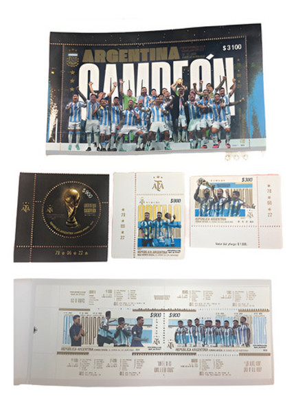 Estampilla Argentina Futbol Campeon Mundial Qatar 2022 Messi 0