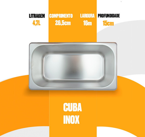 Pct C/ 4 Cubas Gn Gastronômicas Rechaud Buffet Inox 1/4x150 1