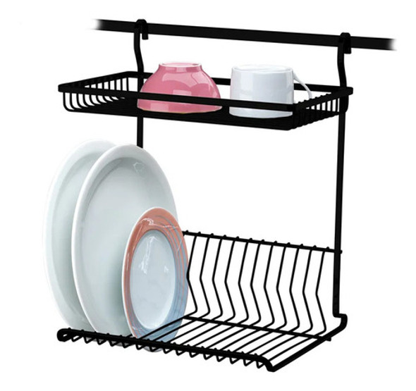 Escurreplatos Doble Negro Mate De Colgar Cocina 0