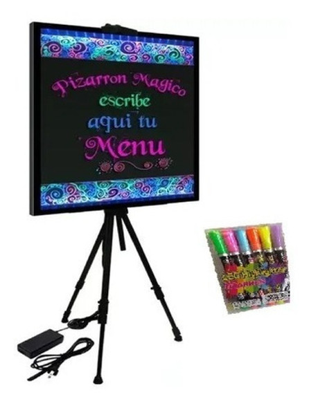 Pizarra Led Cartel Rgb 40 X 60 + 6 Marcadores + Atril + Env. 1
