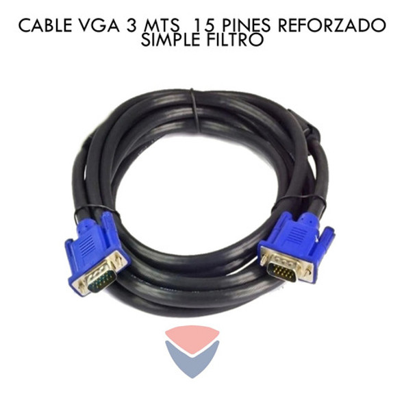 Cable Vga 3 Mts Macho A Macho 15 Pines Reforzado Filtro 1