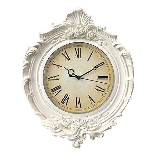 Reloj De Pared Vintage Blanco Estilo Europeo 33x28 Cm 0