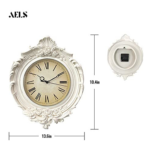 Reloj De Pared Vintage Blanco Estilo Europeo 33x28 Cm 1