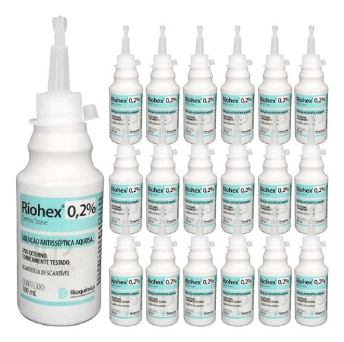 Kit Clorexidina 0,2% Riohex Solução Aquosa 100ml 20 Unidades 0