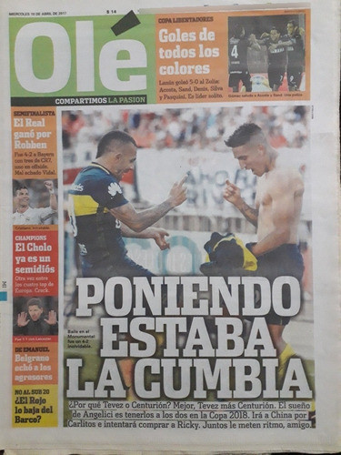 Diario Ole 19 Abril 2017 Tévez Centurion 0