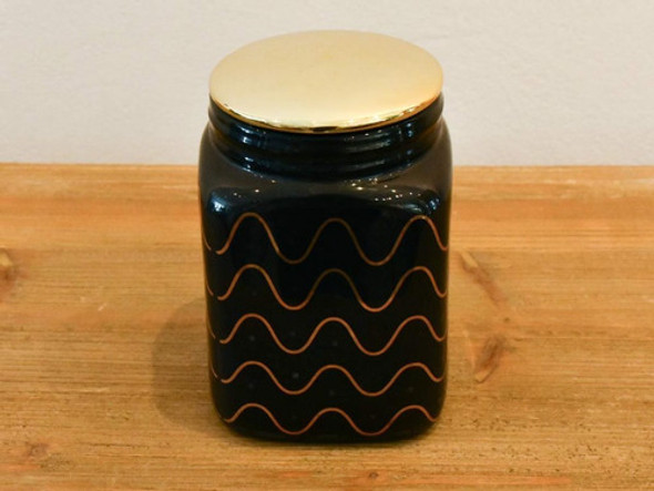 Pote Em Cerâmica Btc Preto E Dourado 1