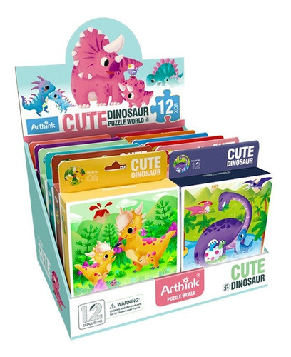 Display Con 12 Puzzles De Dinosaurios. 20 Piezas C/u 0