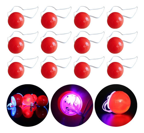 Nariz Payaso Roja Luz Led Cotillon Luminoso X12 Unid 0