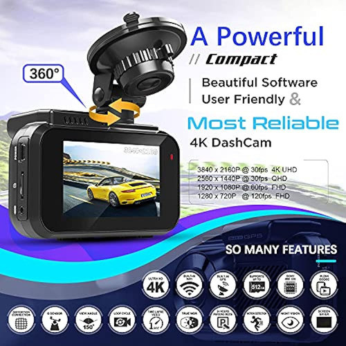 Pruveeo A40 4k Dash Cam Para Automóviles Con Wifi Gps Incorp 1