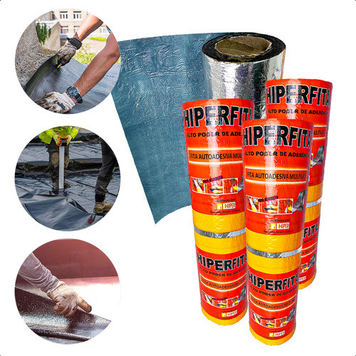 Kit 3 Manta Asfáltica Aluminizada Telhado Calha  60 Cm 10m 0