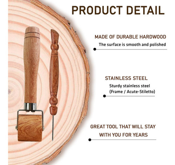 Rollo De Madera Con Stilete Para Coser/bordar, Asa Fácil 1