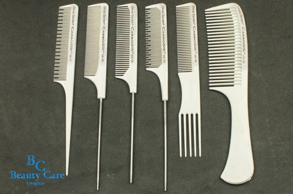 Set 6 Peines De Cola De Carbón Blanco Olivia Garden 1