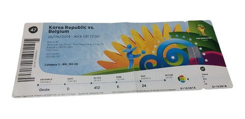 Ingresso Futebol Copa Do Mundo 2014 Coreia X Bélgica 47 Sp 0