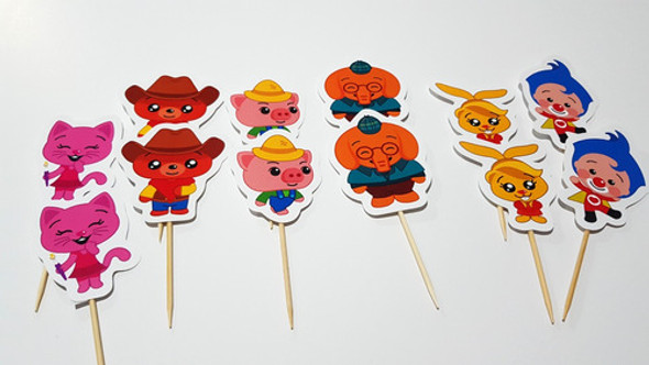 Adorno Cupcake Deco Pinchos Payasito Plim Plim Y Amigos X12u 1