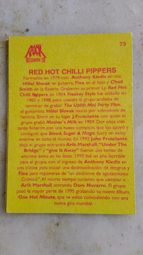 Carta De Rock Cards,de Banda Red Hot Pippers 1