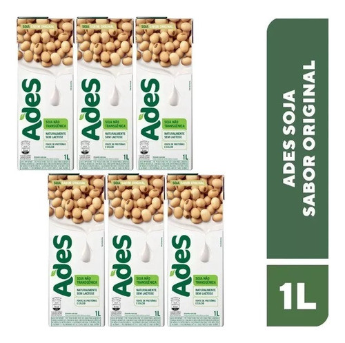 Kit C/6 Bebida À Base De Leite Soja Sabor Original 1l Ades 0